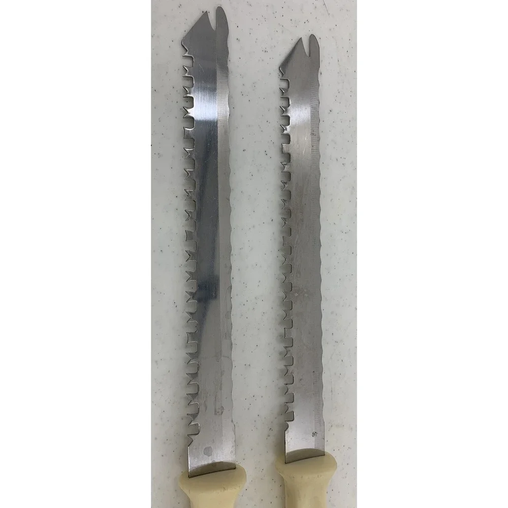 Vintage Quikut Stainless Quikuto Quikkle Carving  Knives Made In USA 9.5